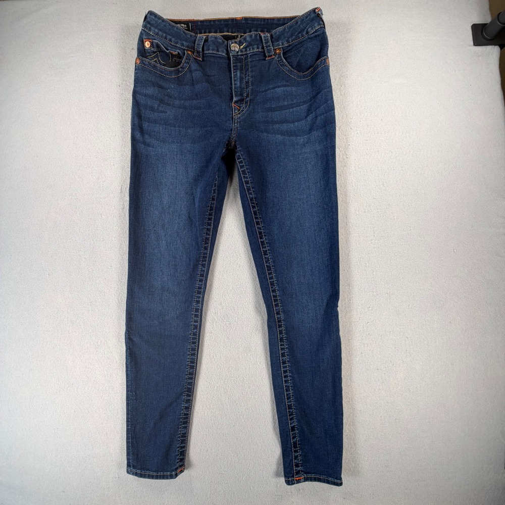 True Religion Jennie Mid Rise Super Skinny Dark Wash Jeans Womens Size 33 Indigo